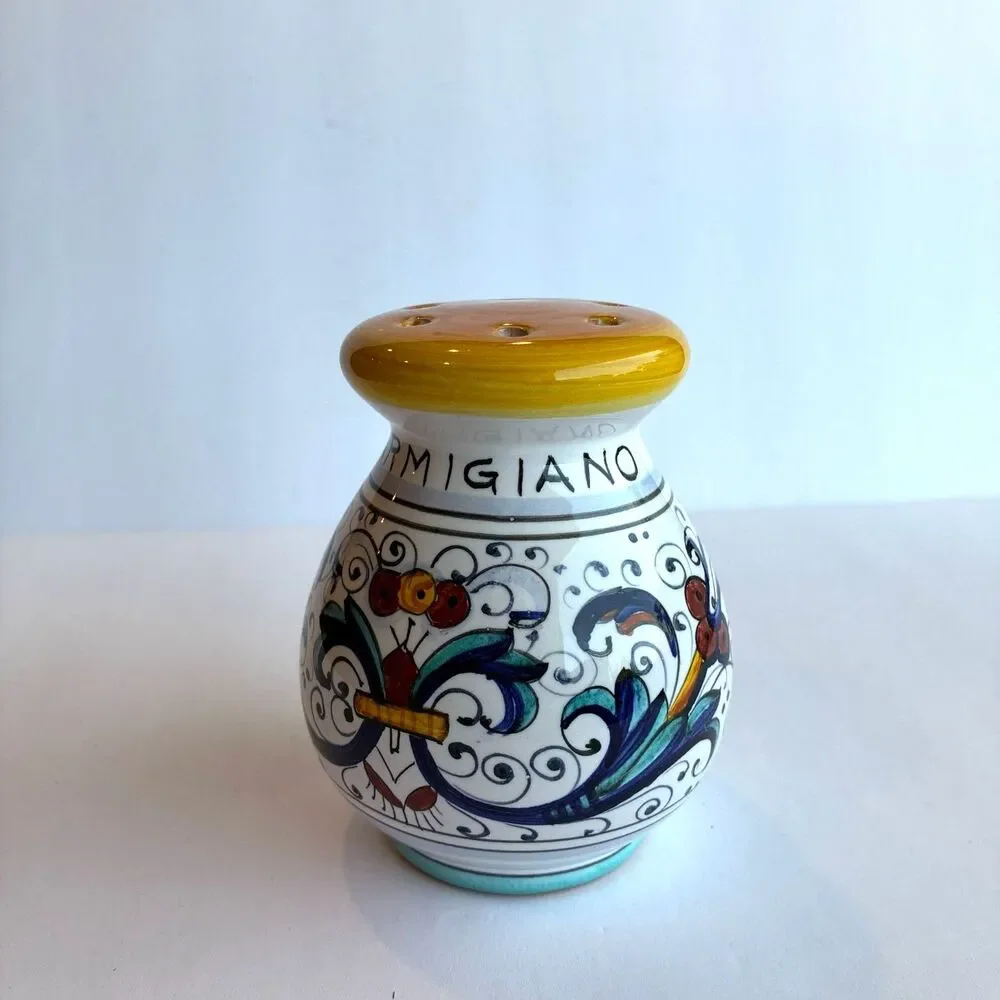Vintage Italian Raffaellesca Ceramic Cheese Shaker, Hand Painted